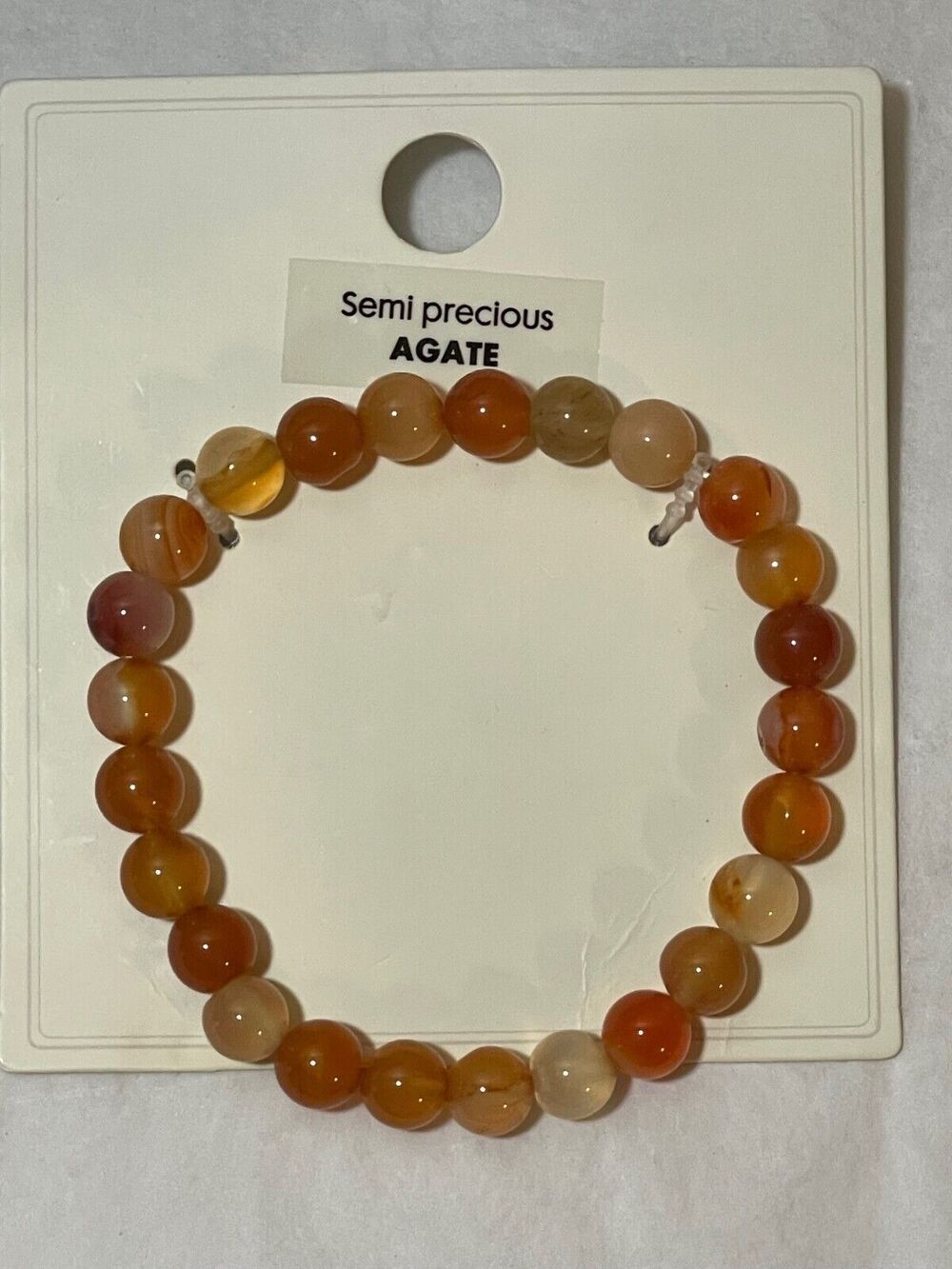 8mm Carnelian / Agate Stone Stretch Bracelet, 25 Semi-Precious Stones